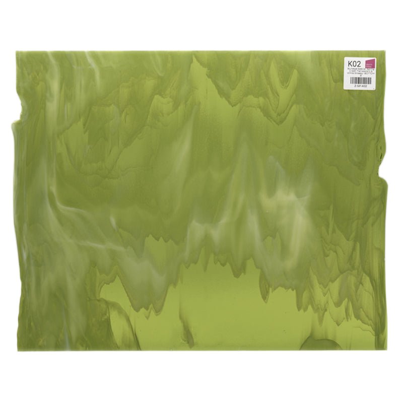 Bullseye Special: Spring Green Transparent & White Streaky - BOTTOM B - Warm Glass
