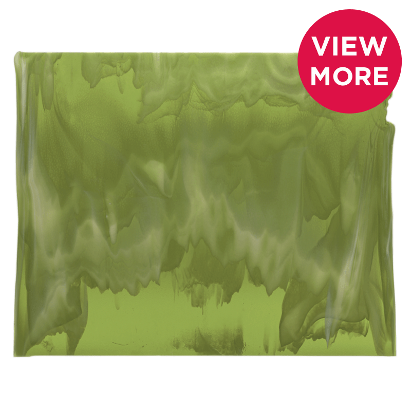 Bullseye Special: Spring Green Transparent & White Streaky - BOTTOM B - Warm Glass