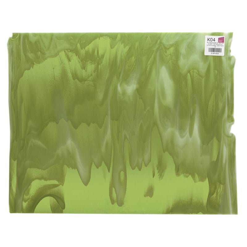 Bullseye Special: Spring Green Transparent & White Streaky - BOTTOM B - Warm Glass