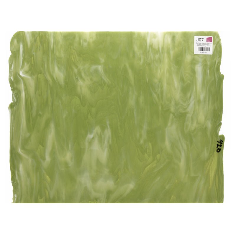 Bullseye Special: Spring Green Transparent & White Streaky - TOP A - Warm Glass