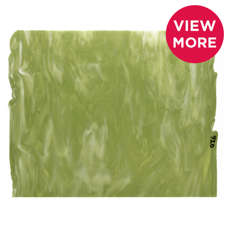 Bullseye Special: Spring Green Transparent & White Streaky - TOP A - Warm Glass