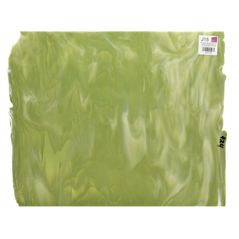 Bullseye Special: Spring Green Transparent & White Streaky - TOP B - Warm Glass