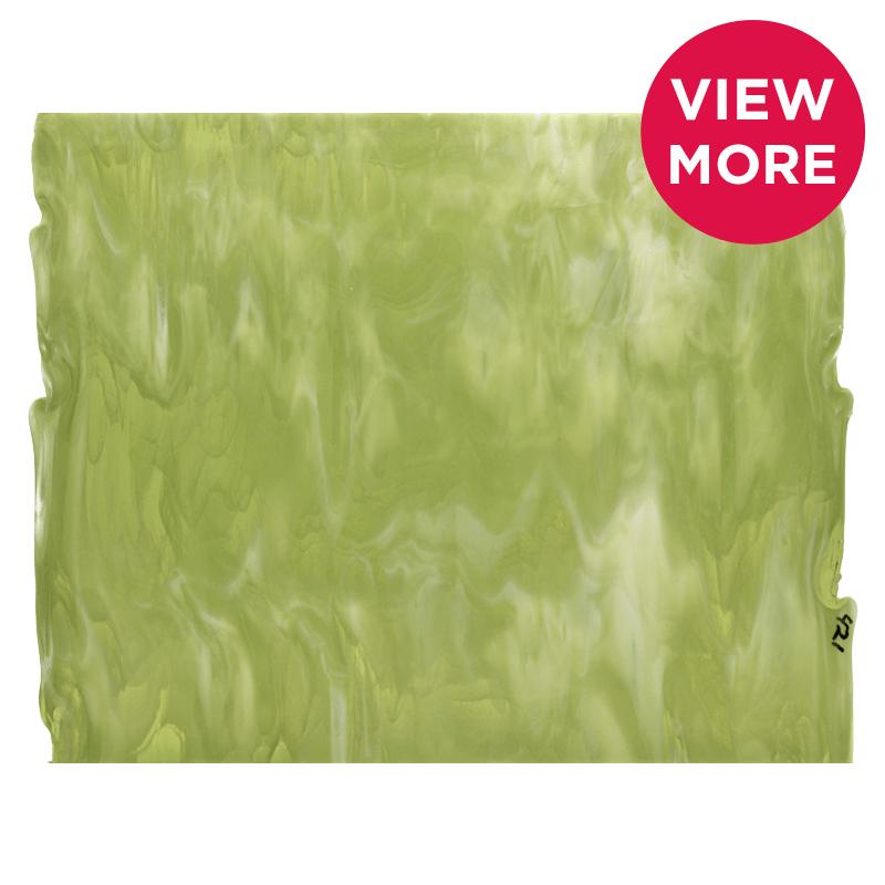Bullseye Special: Spring Green Transparent & White Streaky - TOP B - Warm Glass