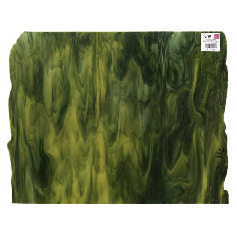 Bullseye Special: Sunflower Yellow, Aventurine Green & Dark Green Streaky - Warm Glass