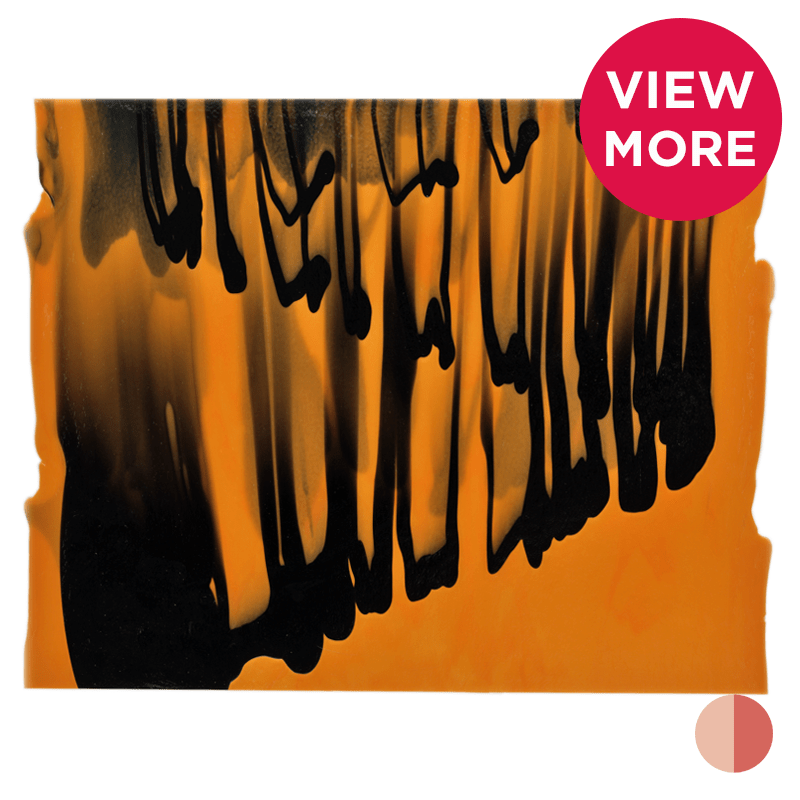 Bullseye Special: Tangerine Orange & Black Graffiti - Warm Glass