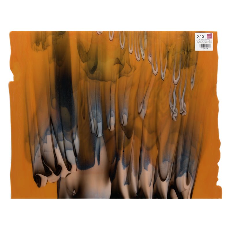 Bullseye Special: Tangerine, White & Black Opal Graffiti - BOTTOM A - Warm Glass