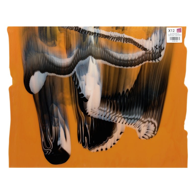 Bullseye Special: Tangerine, White & Black Opal Graffiti - BOTTOM A - Warm Glass
