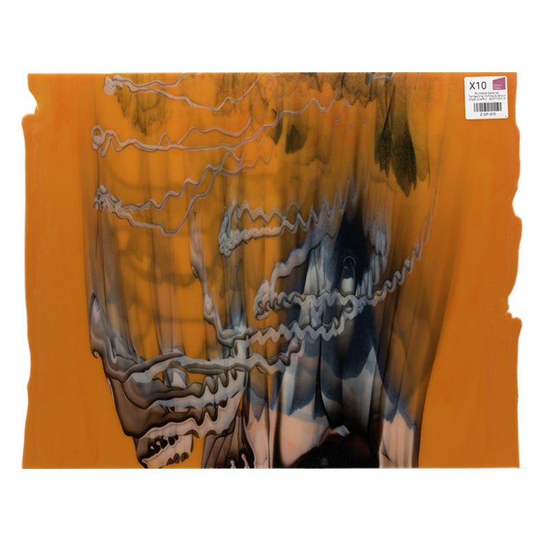 Bullseye Special: Tangerine, White & Black Opal Graffiti - BOTTOM A - Warm Glass