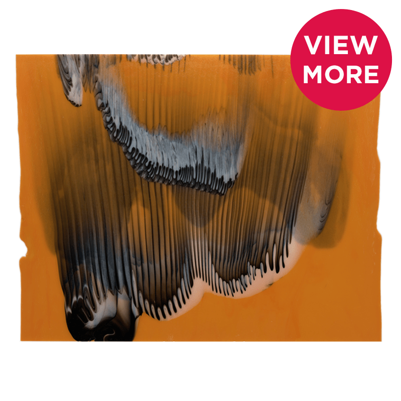 Bullseye Special: Tangerine, White & Black Opal Graffiti - BOTTOM A - Warm Glass