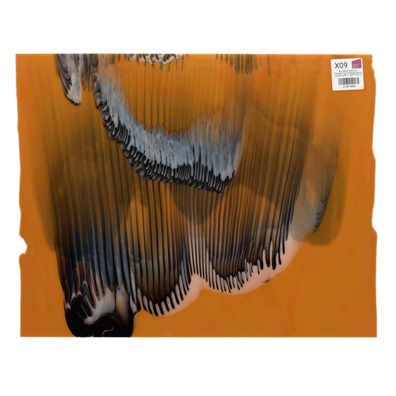 Bullseye Special: Tangerine, White & Black Opal Graffiti - BOTTOM A - Warm Glass