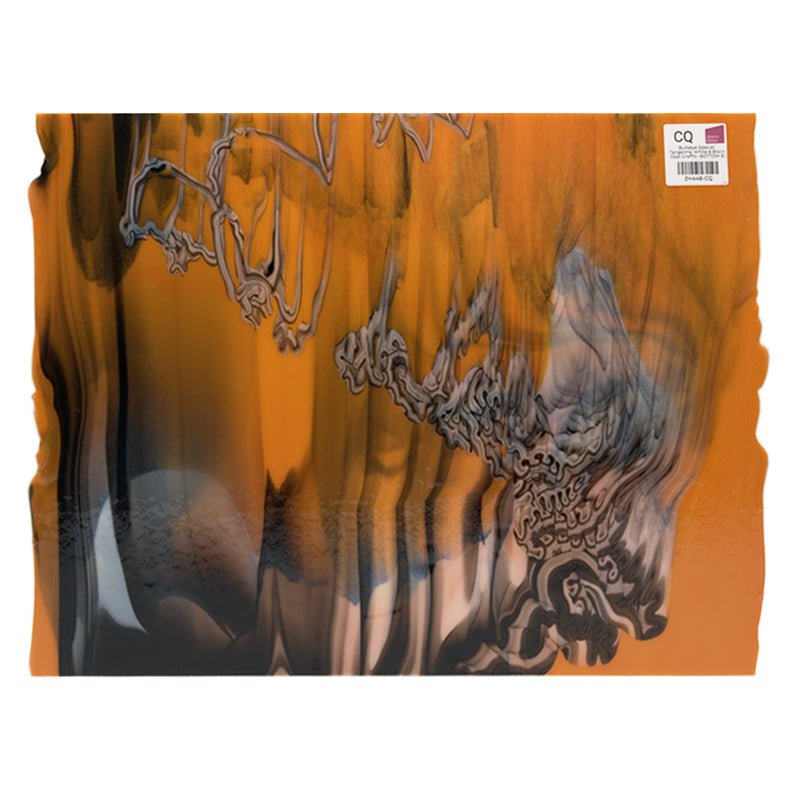 Bullseye Special: Tangerine, White & Black Opal Graffiti - BOTTOM B - Warm Glass