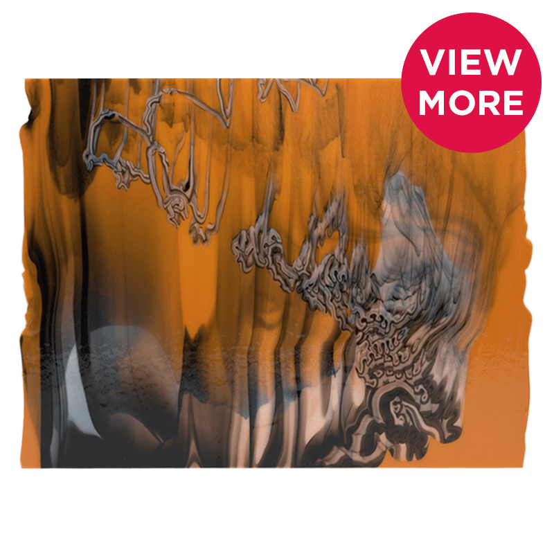 Bullseye Special: Tangerine, White & Black Opal Graffiti - BOTTOM B - Warm Glass