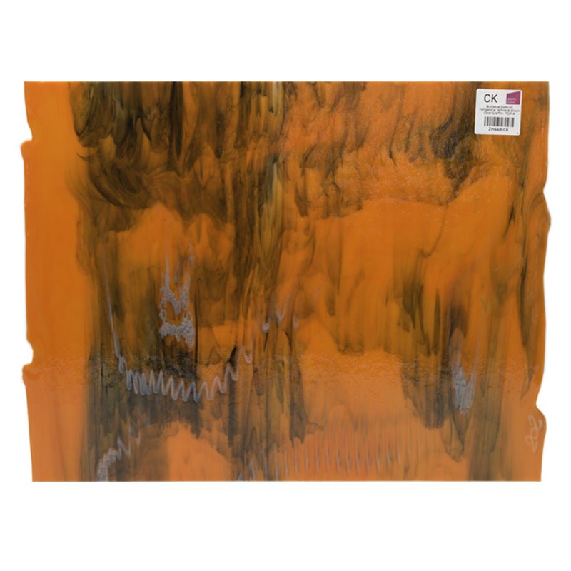 Bullseye Special: Tangerine, White & Black Opal Graffiti - TOP A - Warm Glass