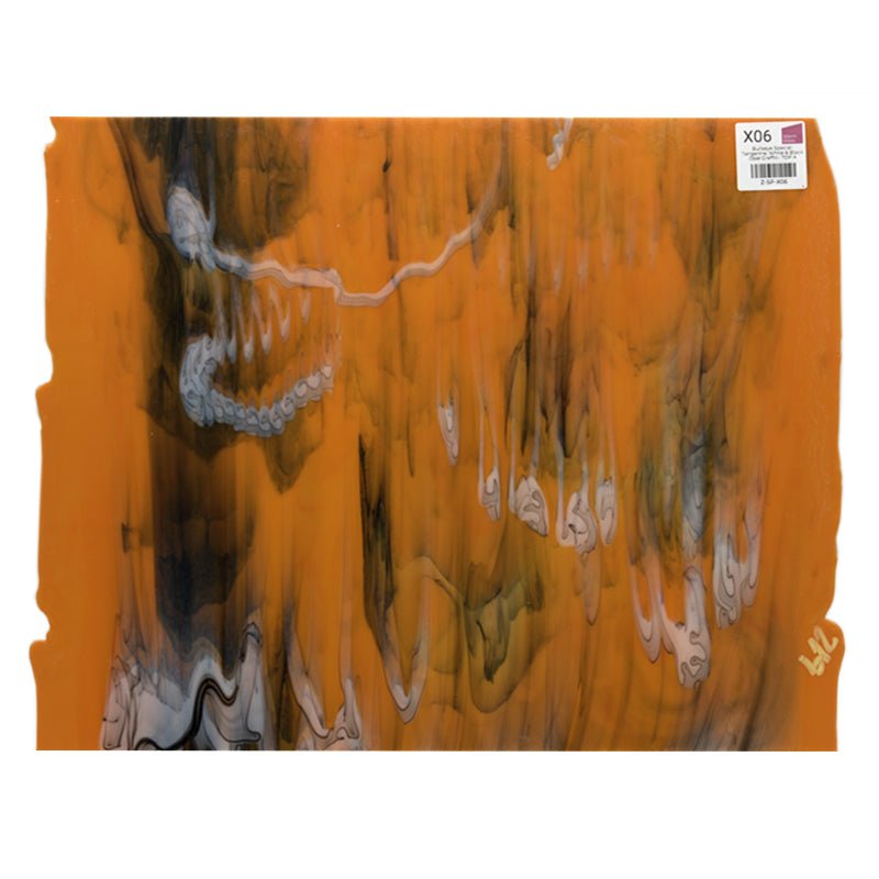 Bullseye Special: Tangerine, White & Black Opal Graffiti - TOP A - Warm Glass