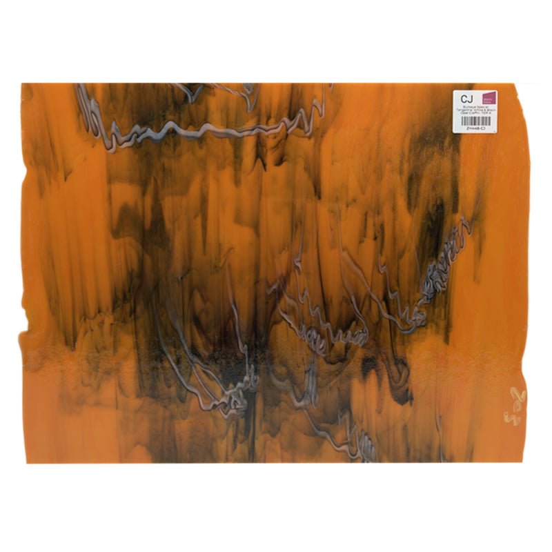 Bullseye Special: Tangerine, White & Black Opal Graffiti - TOP A - Warm Glass