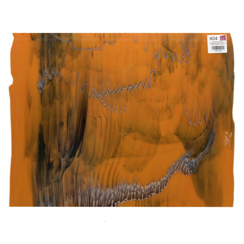 Bullseye Special: Tangerine, White & Black Opal Graffiti - TOP A - Warm Glass