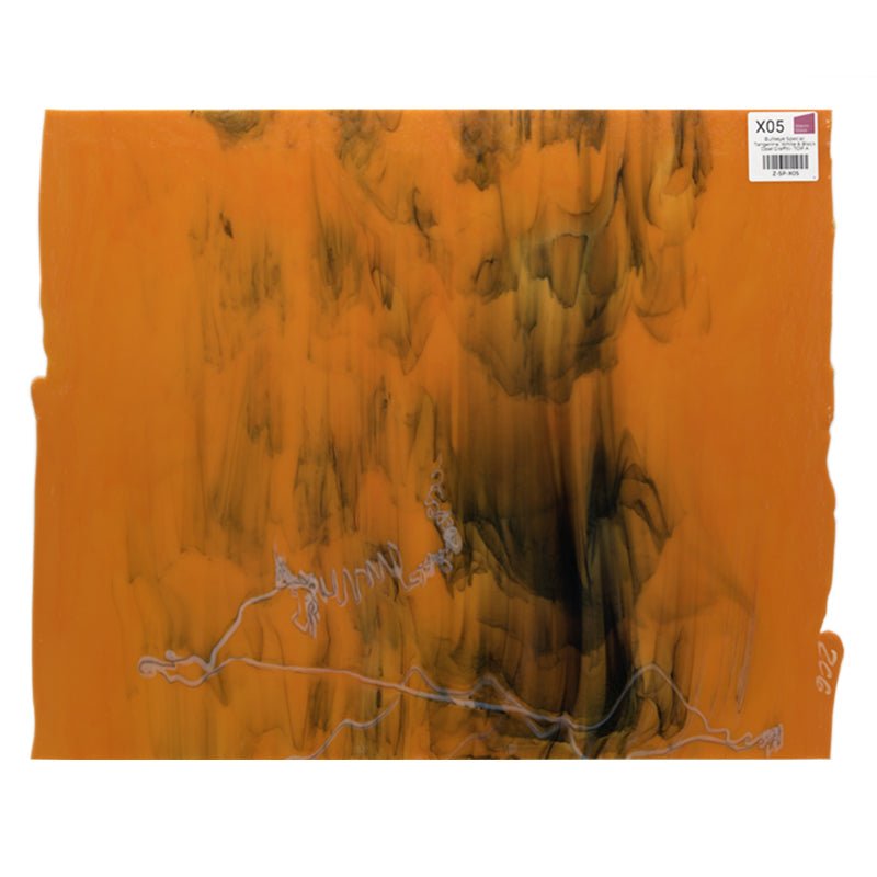 Bullseye Special: Tangerine, White & Black Opal Graffiti - TOP A - Warm Glass