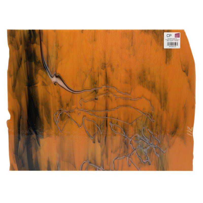 Bullseye Special: Tangerine, White & Black Opal Graffiti - TOP B - Warm Glass