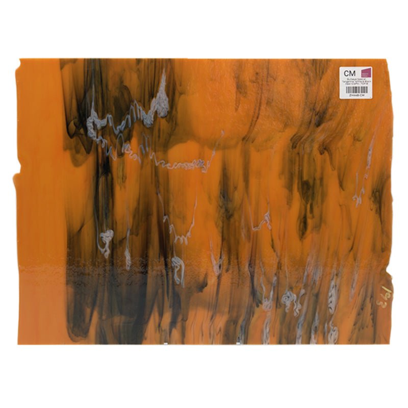 Bullseye Special: Tangerine, White & Black Opal Graffiti - TOP B - Warm Glass