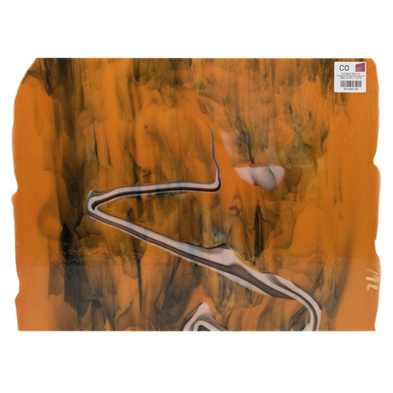 Bullseye Special: Tangerine, White & Black Opal Graffiti - TOP B - Warm Glass