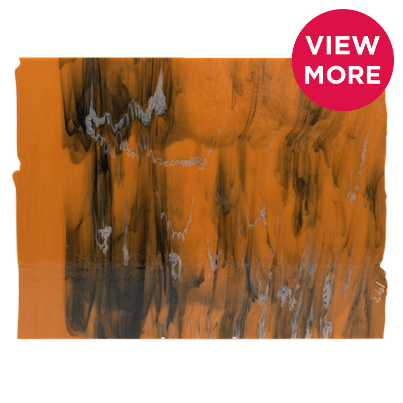 Bullseye Special: Tangerine, White & Black Opal Graffiti - TOP B - Warm Glass