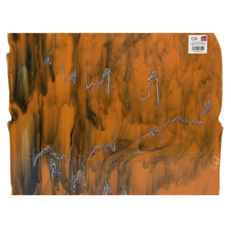 Bullseye Special: Tangerine, White & Black Opal Graffiti - TOP B - Warm Glass