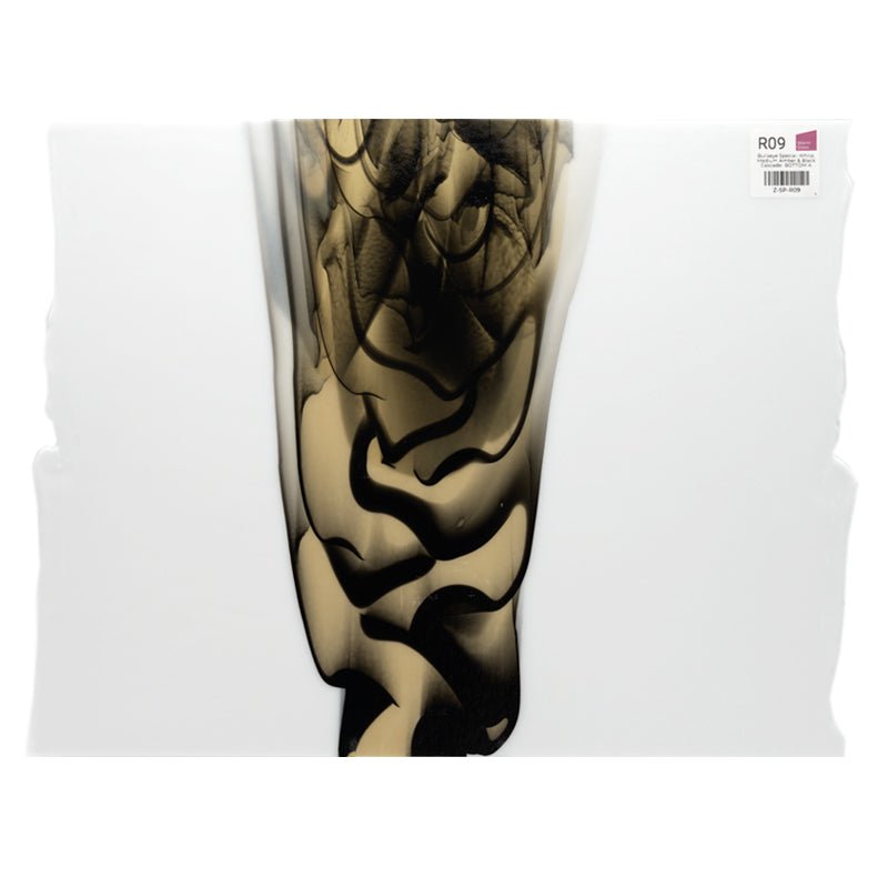 Bullseye Special: White, Medium Amber & Black Cascade - BOTTOM A - Warm Glass