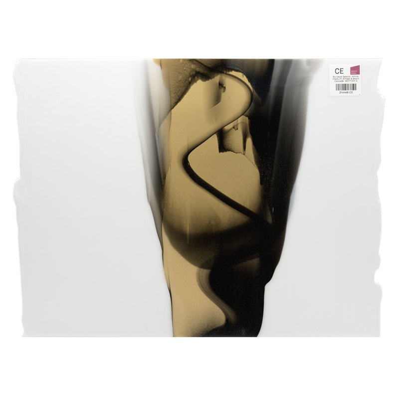 Bullseye Special: White, Medium Amber & Black Cascade - BOTTOM A - Warm Glass