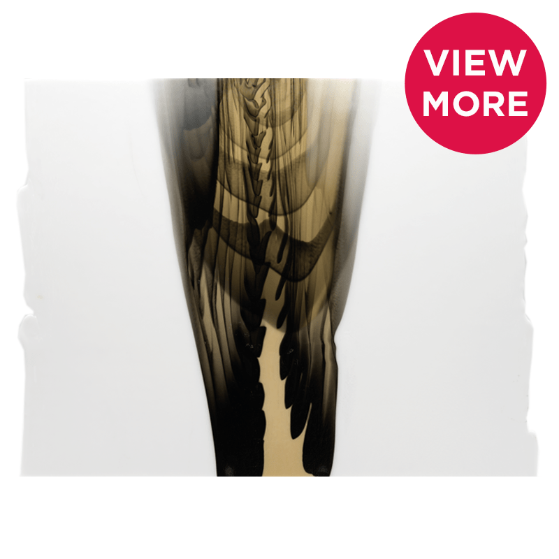 Bullseye Special: White, Medium Amber & Black Cascade - BOTTOM A - Warm Glass