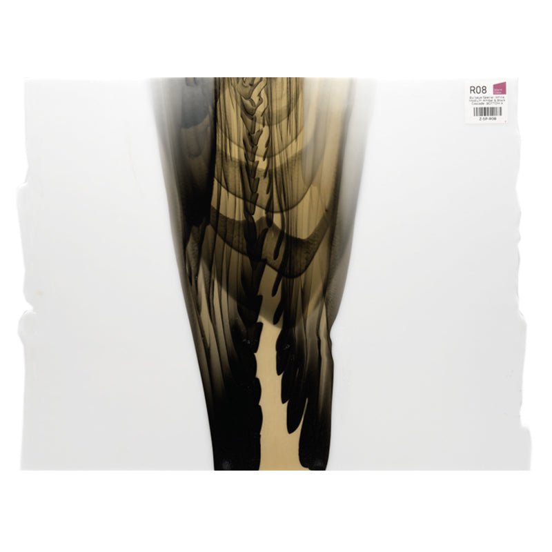 Bullseye Special: White, Medium Amber & Black Cascade - BOTTOM A - Warm Glass