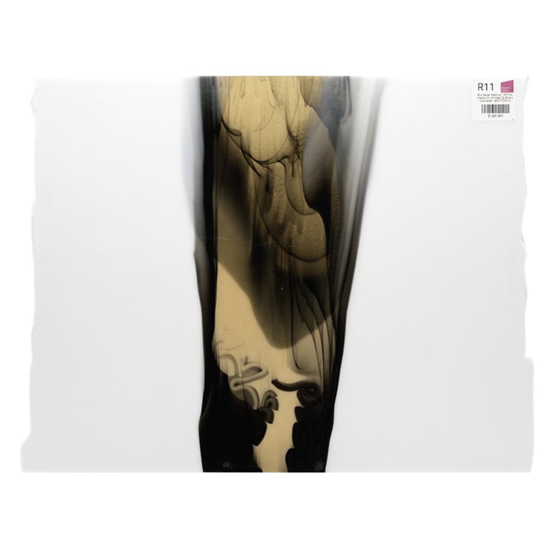 Bullseye Special: White, Medium Amber & Black Cascade - BOTTOM A - Warm Glass