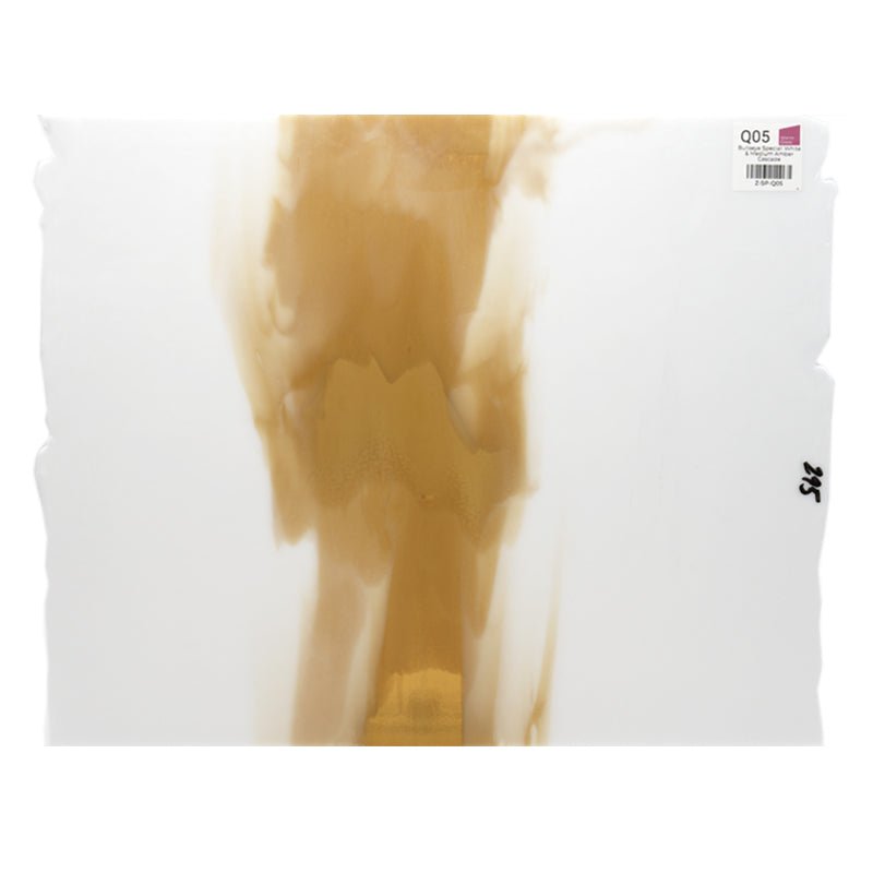 Bullseye Special: White & Medium Amber Cascade - Warm Glass