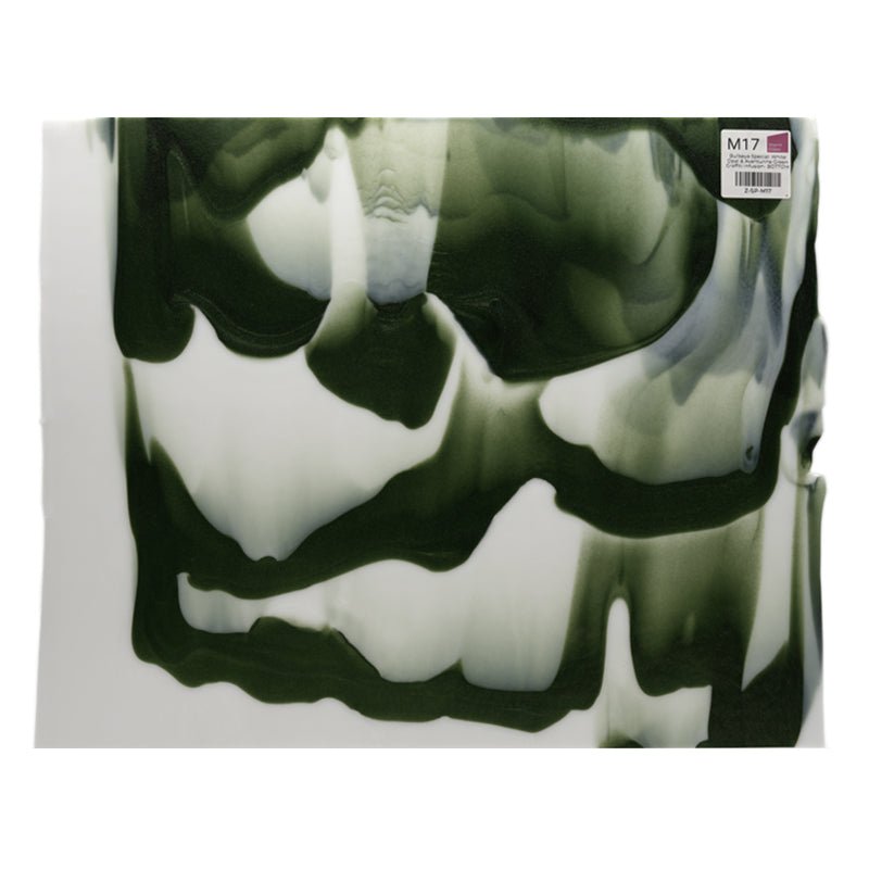 Bullseye Special: White Opal & Aventurine Green Graffiti Infusion - BOTTOM - Warm Glass