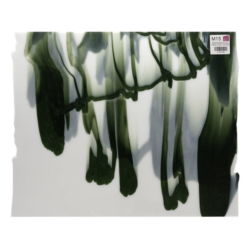 Bullseye Special: White Opal & Aventurine Green Graffiti Infusion - BOTTOM - Warm Glass