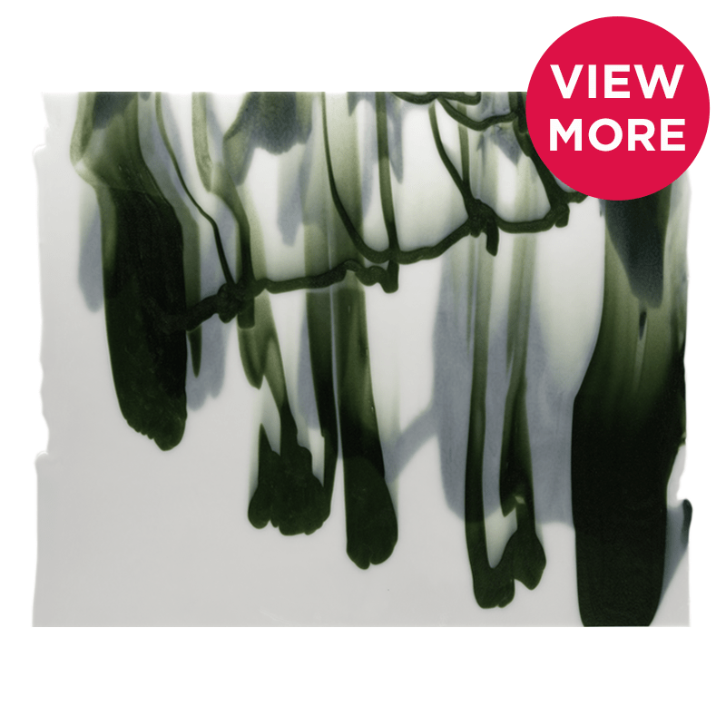 Bullseye Special: White Opal & Aventurine Green Graffiti Infusion - BOTTOM - Warm Glass