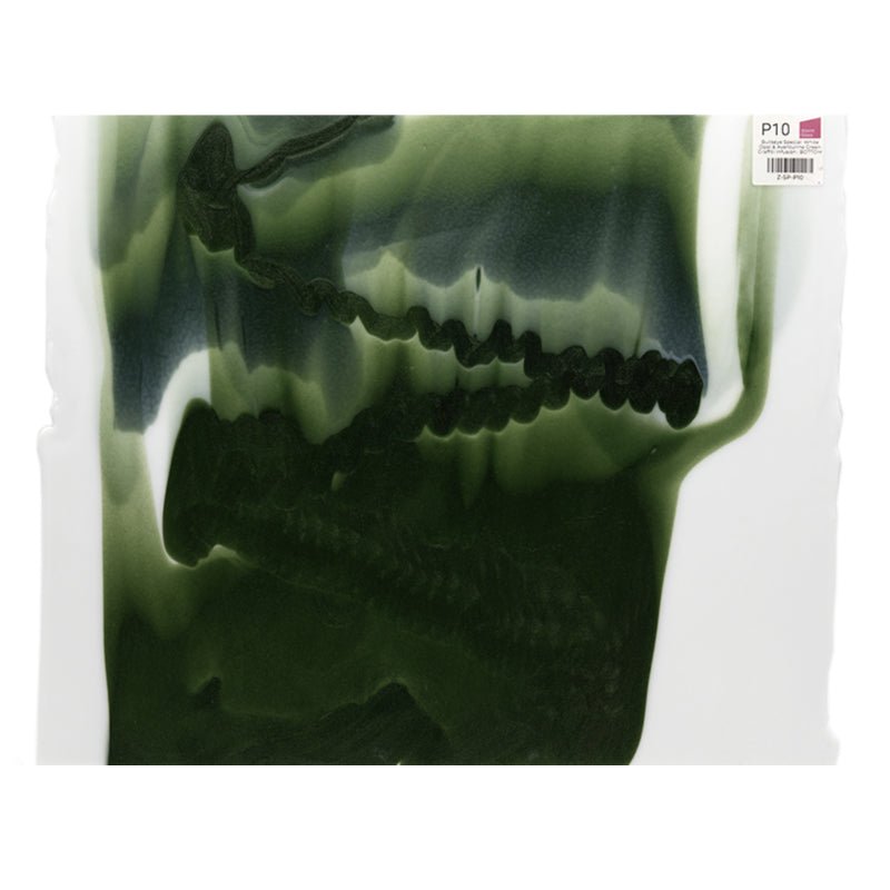 Bullseye Special: White Opal & Aventurine Green Graffiti Infusion - BOTTOM - Warm Glass