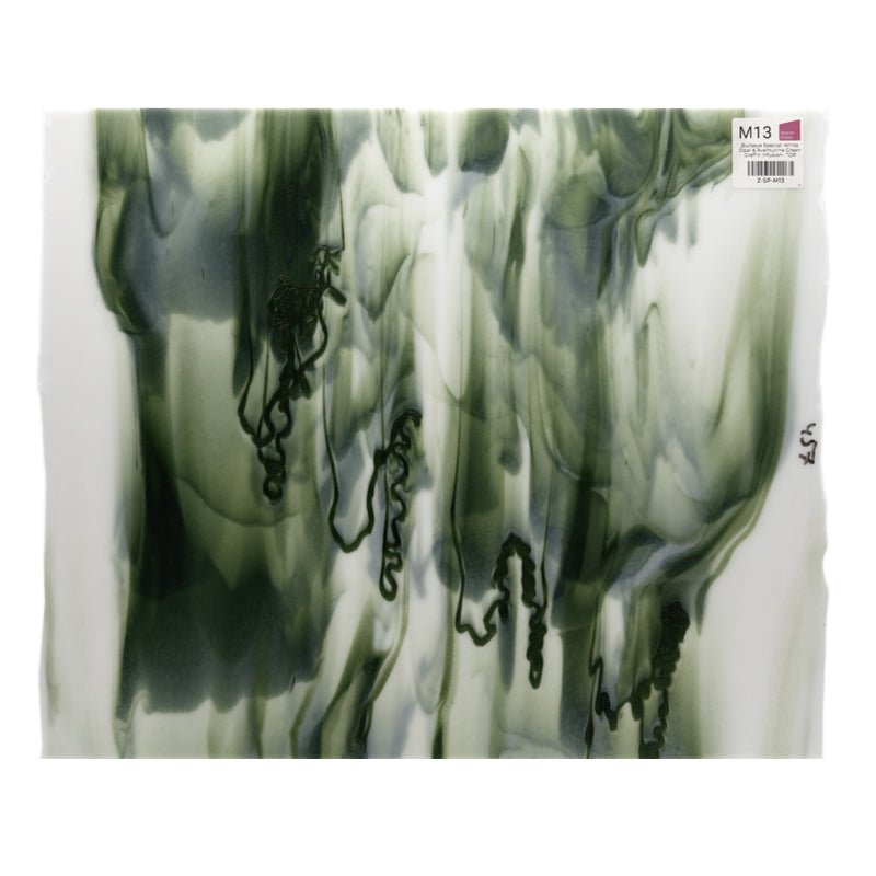 Bullseye Special: White Opal & Aventurine Green Graffiti Infusion - TOP - Warm Glass