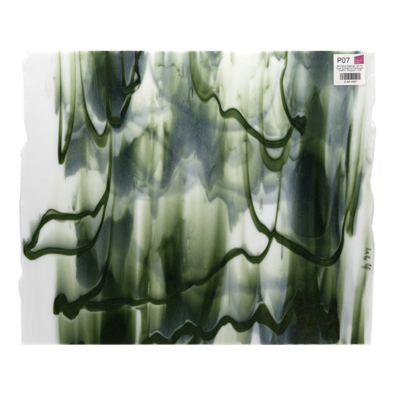 Bullseye Special: White Opal & Aventurine Green Graffiti Infusion - TOP - Warm Glass