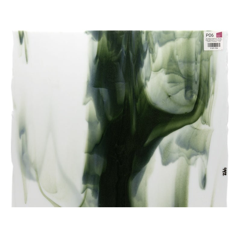 Bullseye Special: White Opal & Aventurine Green Graffiti Infusion - TOP - Warm Glass