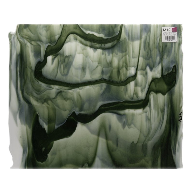 Bullseye Special: White Opal & Aventurine Green Graffiti Infusion - TOP - Warm Glass