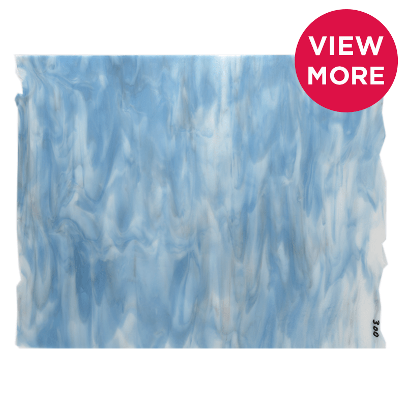 Bullseye Special: White Opal, Lt Turquoise Blue & Red Reactive Streaky - Warm Glass