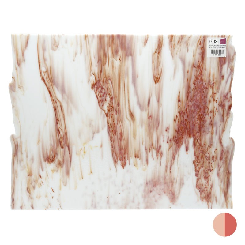 Bullseye Special: White & Tomato Red Streaky - Warm Glass