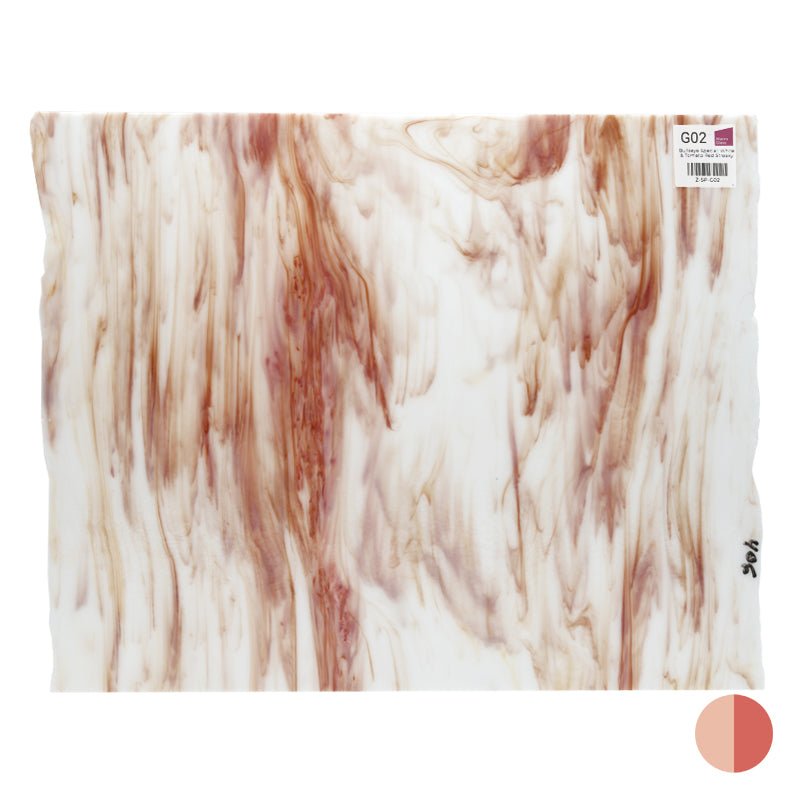 Bullseye Special: White & Tomato Red Streaky - Warm Glass
