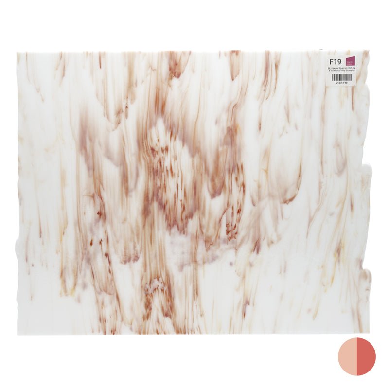Bullseye Special: White & Tomato Red Streaky - Warm Glass