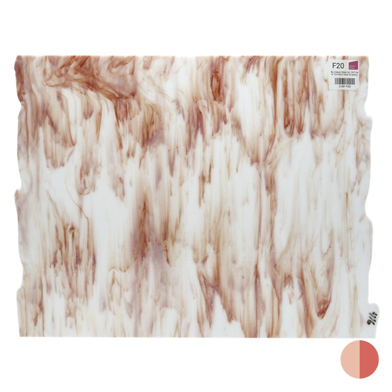 Bullseye Special: White & Tomato Red Streaky - Warm Glass