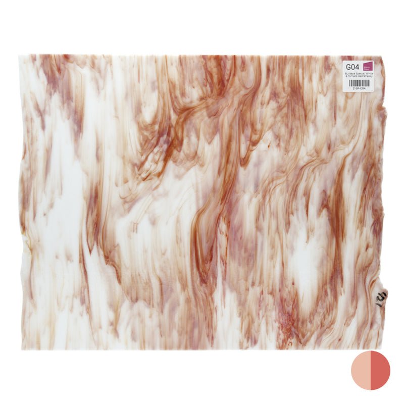 Bullseye Special: White & Tomato Red Streaky - Warm Glass