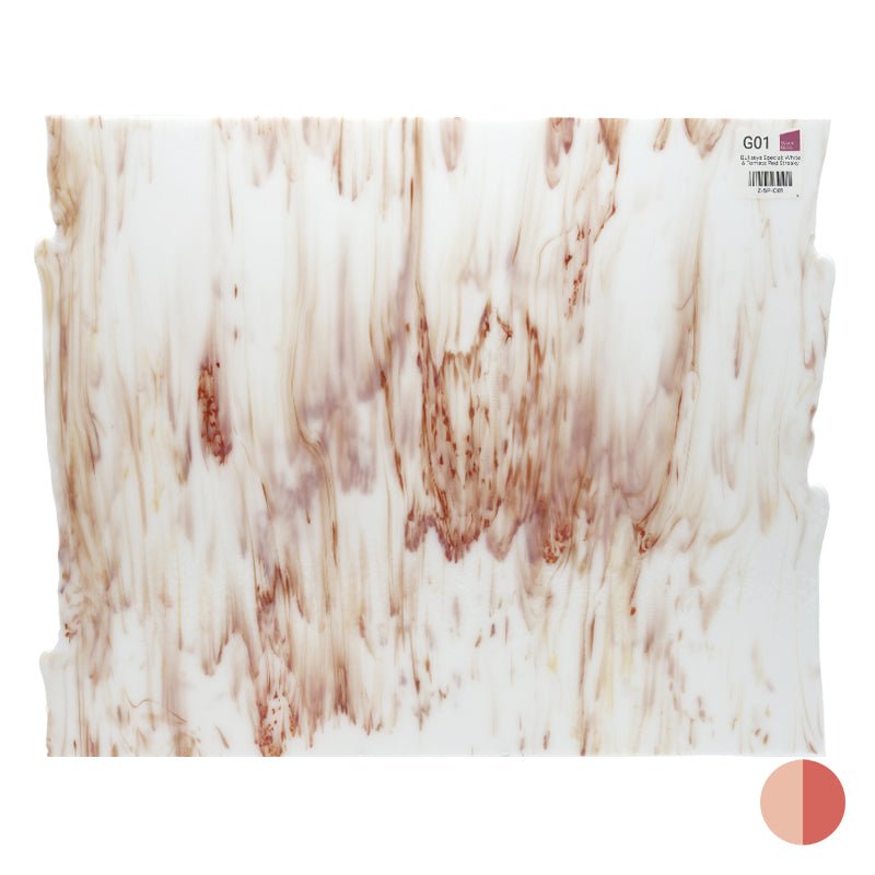Bullseye Special: White & Tomato Red Streaky - Warm Glass