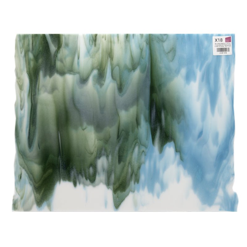 Bullseye Special: White, Turquoise & Aventurine Green Streaky - BOTTOM - Warm Glass