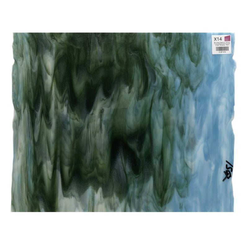 Bullseye Special: White, Turquoise & Aventurine Green Streaky - TOP - Warm Glass