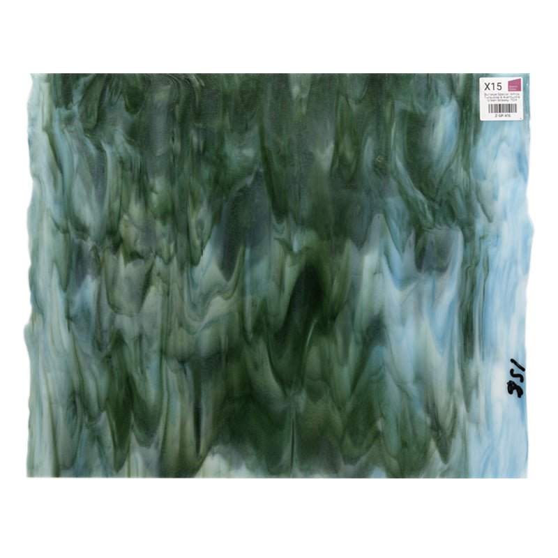 Bullseye Special: White, Turquoise & Aventurine Green Streaky - TOP - Warm Glass